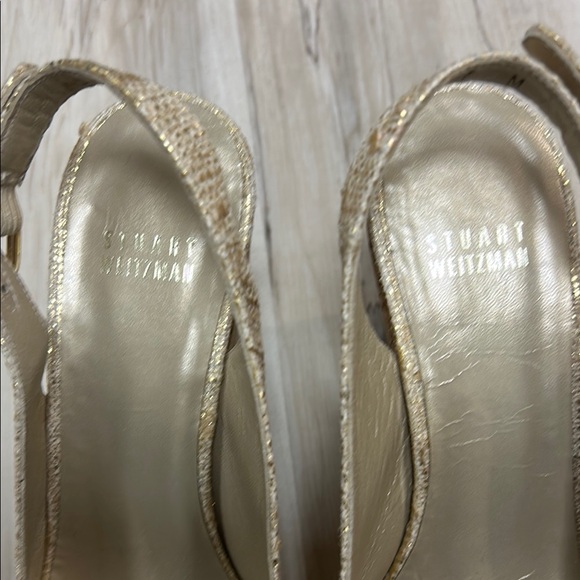 Stuart Weitzman Gold Wedge Sandals - worn once - Picture 2 of 8